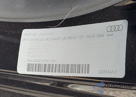 2015 Audi A7 3.0T Premium Plus из США, поврежденный, VIN WAUWGAFC3FN016831